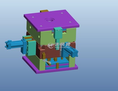 汽車大燈固定架油缸斜向抽芯模具